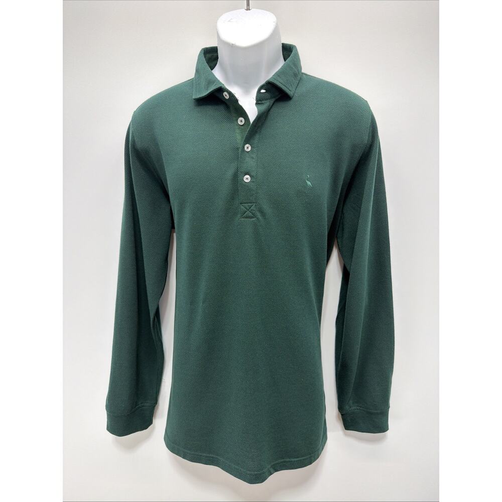 TailorByrd Men's Long Sleeve Twill Knit Polo shirt - Green XL